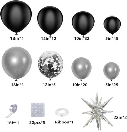 Black and Silver Balloons Garland Arch Kit - Image 2