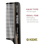 Kent 91TG Detangler Combs for Women Wide Tooth Hair Comb for Curly and Wavy Hair - Wet Hair Comb, Large Handle Wide Tooth Shower Comb for Hair for Effective Detangling Kent Comb