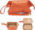 Abiudeng Large Capacity Makeup Bag Ladies Cosmetic Bag Travel Bag with Compartments Portable PU Leather Travel Makeup Bag with Handle