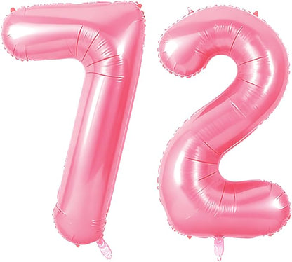 Number 72 Balloons for 72nd Birthday Party Decorations, 0-100 Large No.72 by Joycard