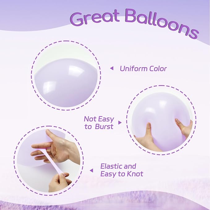 60pcs Lavender Balloons 12inch, Light Purple Balloons - Image 3