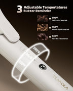 Large Hair Curling Wand, 1.6 Inch Big Barrel Curling Iron, 43 Million Ionic Ceramic Curler with 3 Temp, Auto Shut-Off, Long Barrel Curling Wand for Long Hair, Dual Voltage, White