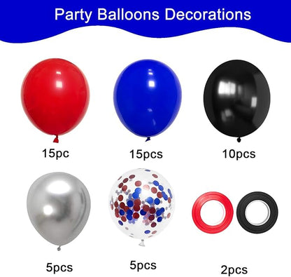 50pcs 12 Inch Black Red and Blue Balloons - Image 2