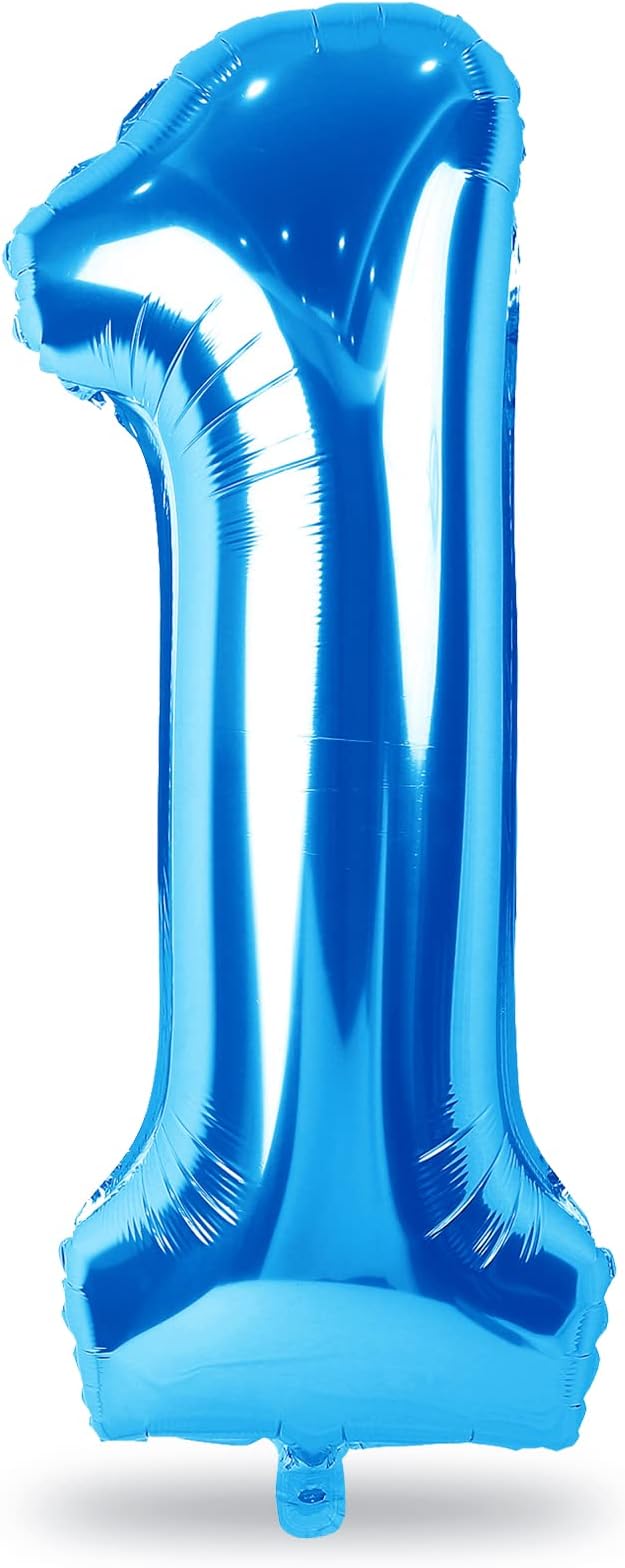 40'' Blue Number 1 Balloons, Giant Self Inflating Foil Number Balloons Set 0-9 by Lingqiang