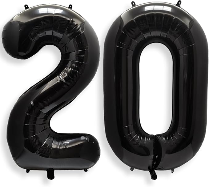 AULE 40 Inch Black Number Balloon 20 Foil 0-9 Birthday Big Numbers | Birthday by AULE