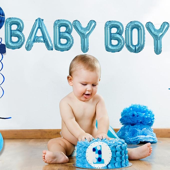 TONIFUL Light Blue Letter Balloons 2 Set 16 Inch A-Z Custom Alphabet Banner | - Image 5