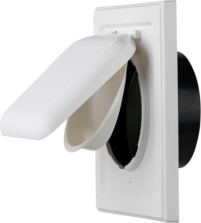 NO-PEST VENT, Exclusive Dual Door Dryer Vent Cover Outdoor 4 inch with Collar, Made in USA w Highest UV Resistant Plastic in any Outdoor Vent Cover (White, 4" Plastic WIth Collar)