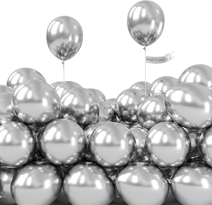 PartyWoo, Balloon Garland or Arch, Wedding Decorations | Silver Metallic Arch by PartyWoo