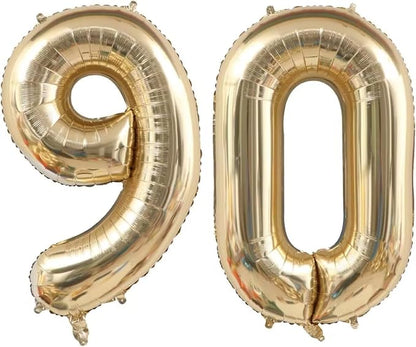 Light Gold 90 Balloon Numbers, 40 Inch Large 90th Birthday Balloons, Helium by Unknown