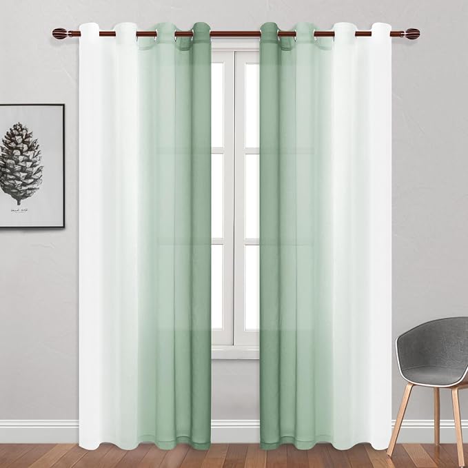 DWCN Ombre Faux Linen Sheer Curtains - Image 2