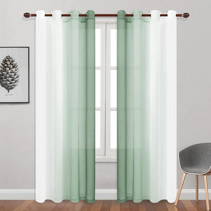 DWCN Ombre Faux Linen Sheer Curtains - Image 2