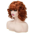 Short Copper Red Curly Wigs for Women Natural Synthetic Wig Auburn Middle Natural Looking Synthetic Heat Resistant Fiber Wig for Daily Party Use