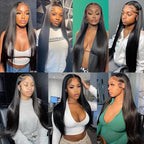 Human Hair Bundles Natural Black Straight Bundles 20 22 24 Inch Brazilian Virgin Remy Hair Extensions Niegmeag Double Weft Color 1B Straight Bundle Hair Weave 300g