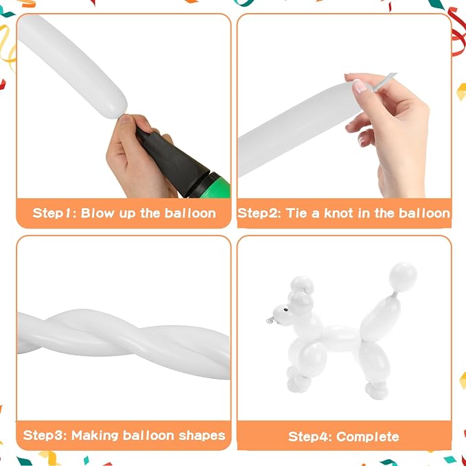 RUBFAC 260 White Long Balloons for Tying Arch, Party Decorations - Image 4