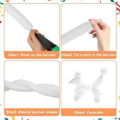RUBFAC 260 White Long Balloons for Tying Arch, Party Decorations - Image 4