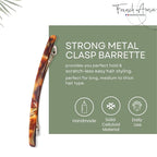 French Amie Long and Thin Caramel Large 4” Handmade Celluloid Automatic Sleek Hair Clip Barrette for Women and Girls (Caramel)