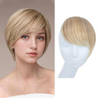 SARLA Clip in Side Bangs Extension Straight Synthetic Fake Bangs One Piece for Women Sunny Blonde