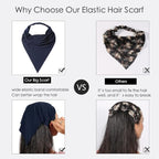 6 Pack Hair Scarf Headband for Women Elastic Bandana Head Scarf Large Boho Triangle Kerchief with Clips Non Slip Scarves