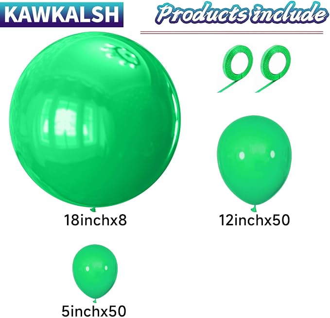 Green Balloon Arch Kit 111Pcs 18 12 5 Inch Latex Party Balloons Garland - Image 3