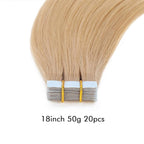 SUYYA Tape in Hair Extensions Human Hair Ash blonde 100% Remy Hair 18 inches 20pcs 50g/pack Straight Seamless Skin Weft Tape in Human Hair(18Inch #16 Light Blonde)