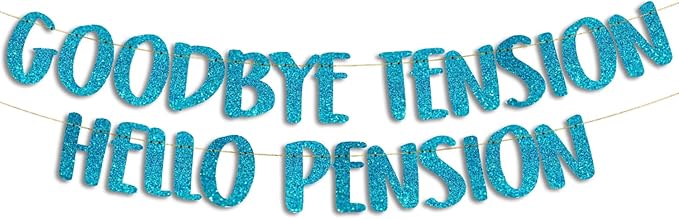 Pre-Strung Goodbye Tension Hello Pension Teal Glitter Banner by SterlingJamesCo
