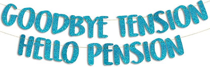 Pre-Strung Goodbye Tension Hello Pension Teal Glitter Banner by SterlingJamesCo
