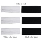 6 Pcs Black White Headbands for Women Hair Cotton Headband Non-slip Stretchy Elastic Head Wrap Holder Hair Accessories