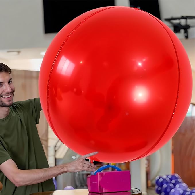 50 Inch Giant Red Round Foil Balloons - Image 3