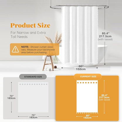 60 x 84 Boho Famrhouse Linen Heavy Duty Cloth Shower Curtain, 330GSM Linen Blend - Image 3
