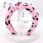 Spa Headbands for Washing Face or Makeup, Sponge Bubble Skincare Headbands, Puffy Terry Cloth Hairband for Women, Skin Care Makeup Headwear Hair Accessories for Girls (Leopard Pink)