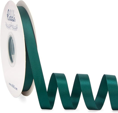 Ribbli Hunter Green Satin Ribbon Double Faced Satin 1/2 inch x Continuous 50 by Ribbli