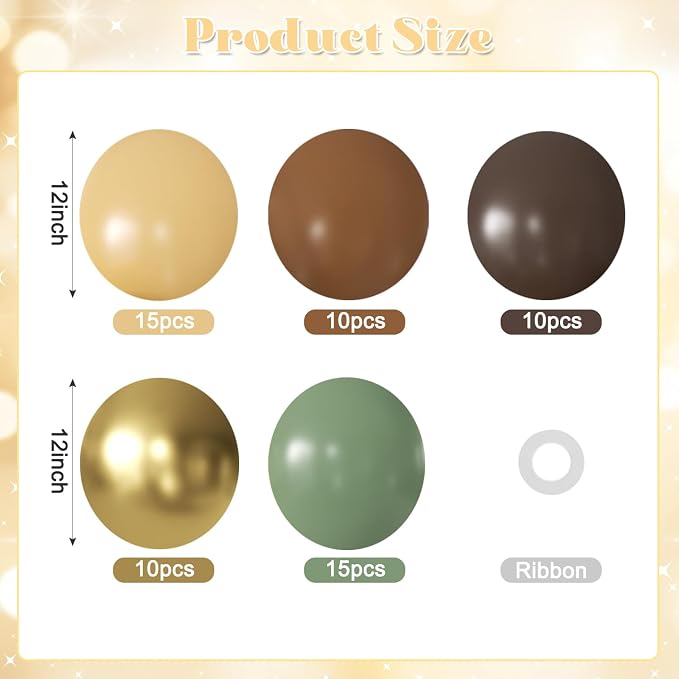 Green and Brown Balloons for Woodland Baby Shower Birthday Party Decoration | - Image 2