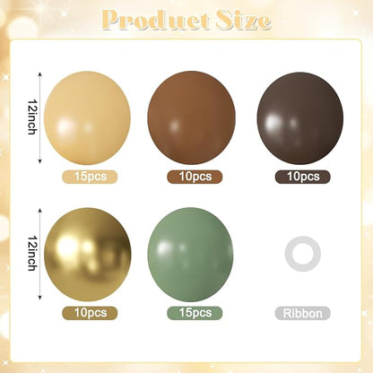 Green and Brown Balloons for Woodland Baby Shower Birthday Party Decoration | - Image 2