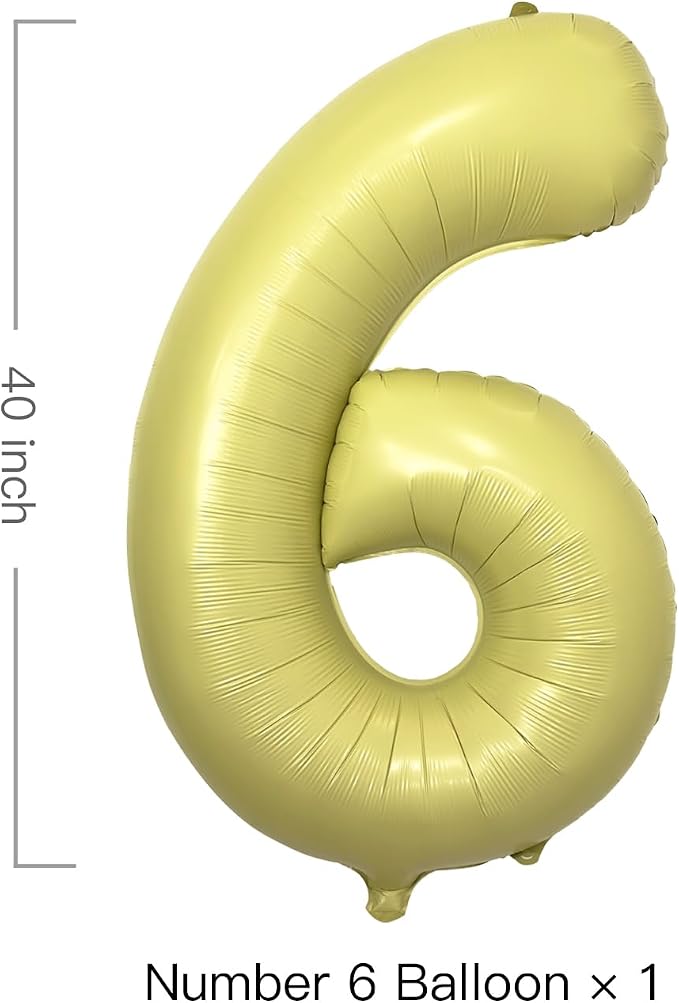 Pastel Yellow Number 6 Balloon 40 Inch Light Yellow Foil Number Balloons 6th - Image 2