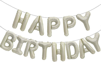 16In Cream White Happy Birthday Banner Beige Happy Birthday Letter Banner | by Exquisitehighqualitypartydecorationstomeetyoureveryneed%EF%BC%81