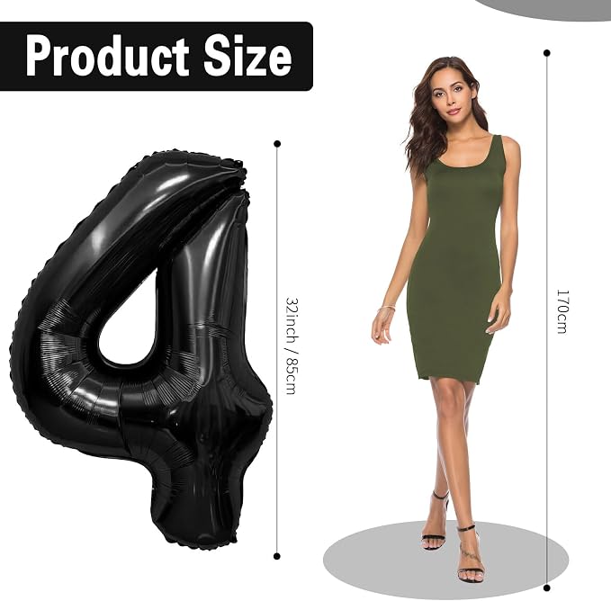 Black Number Balloons 40 Balloon Numbers 40th Number Balloon Foil Mylar Party - Image 2