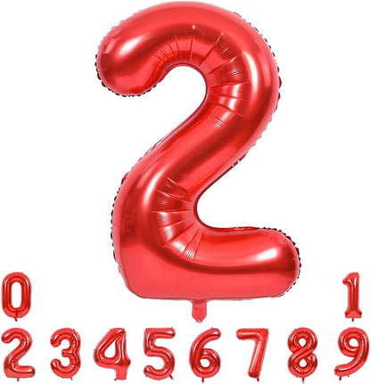TONIFUL 40 Inch Red Number 2 Balloons Large Foil 2nd Birthday Decorations | Red by TONIFUL