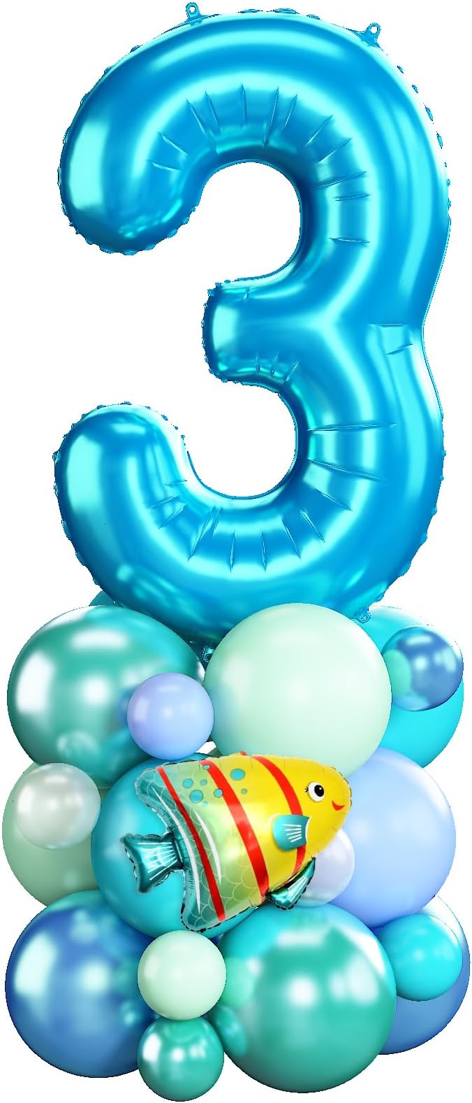 Blue Number 3 Balloon 40 Inch Ocean Under the Sea Number Three Foil Balloons by Domgoge