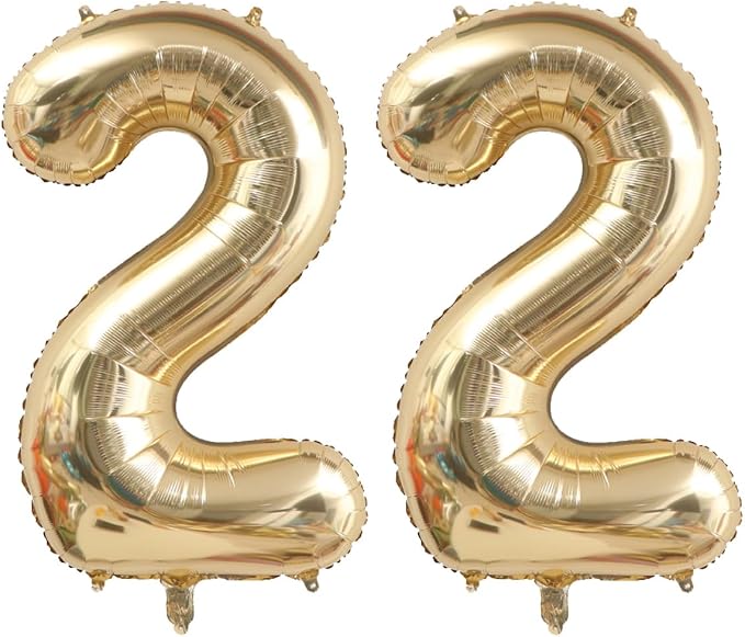 Light Gold Number 22 Balloon 40in White Gold 22 Foil Mylar Digital Balloon | by ANGEL+Q+HOUSE