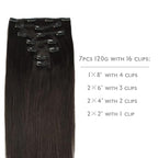 WENNALIFE Clip in Hair Extensions Real Human Hair, 14 Inch 120g 7pcs Dark Brown Hair Extensions Clip In Human Hair Remy Hair Double Weft