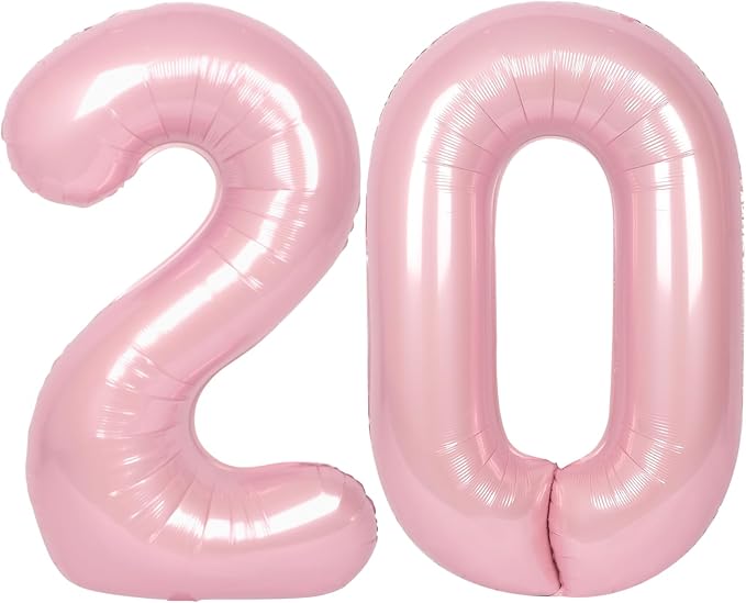 SUWEN 40 Inch Pink Large 20 Number Balloons Big Foil Helium Number Balloons 0-9 by SUWEN