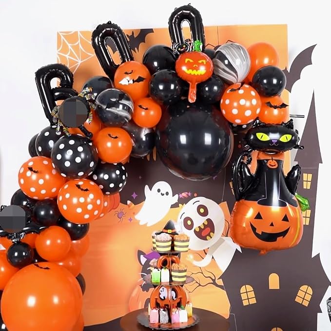 Halloween Balloon Arch Garland Kit, Boo Spider Bat Pumpkin Cat Pumpkin Spider - Image 6