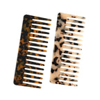 Large Hair Wide Tooth Combs, 2 Pack Cellulose Acetate Detangling Combs for Women Thick Curly Wavy Wet Dry Hair (Tortoise Shell, Ivory)