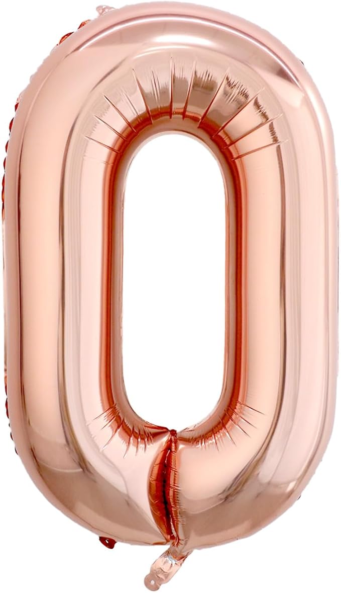 40 Inch Rose Gold Number 0 Balloon, Giant Number Balloons, Birthday Decor | by Unknown