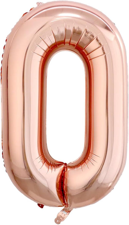 40 Inch Rose Gold Number 0 Balloon, Giant Number Balloons, Birthday Decor | by Unknown