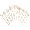 U Shaped Pearl Wedding Hair Pins for Bridal Women, Set of 9 (Gold)