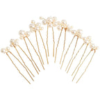 U Shaped Pearl Wedding Hair Pins for Bridal Women, Set of 9 (Gold)