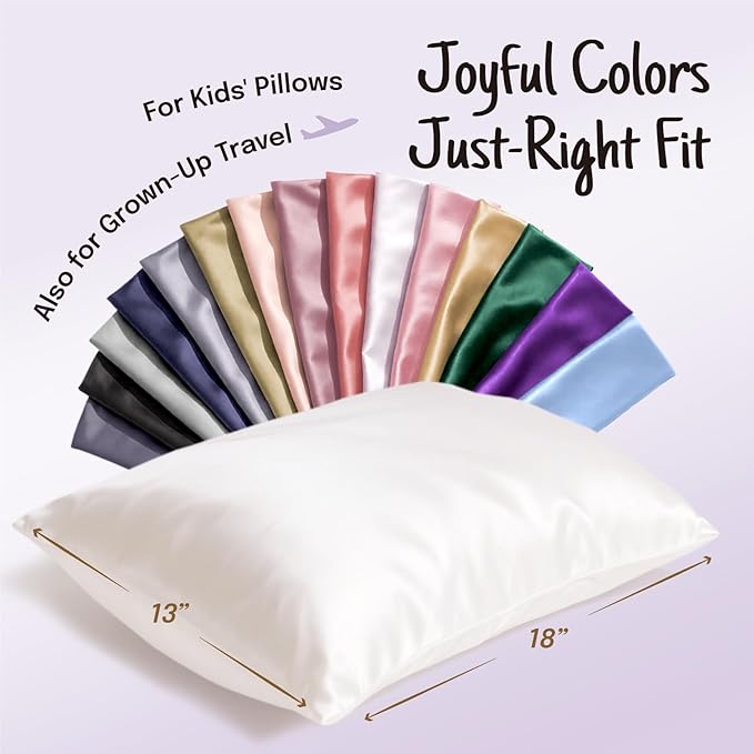 OLESILK 100% Mulberry Silk Toddler Pillowcase for Hair and Skin, Both Sides 19 Momme Pure Natural Silk Travel Pillow Cases with Hidden Zipper, 13"x 18", Violet