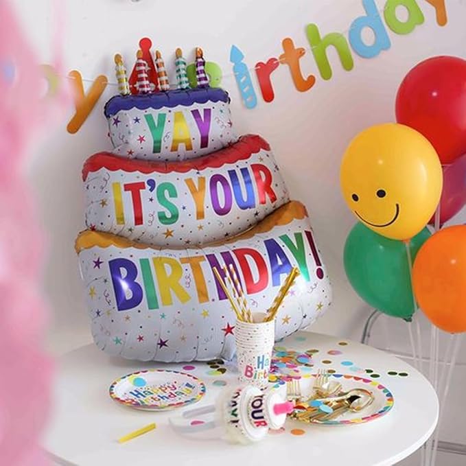 35" 2pk Happy Birthday Foil Balloons "Yay", Colorful | birthday foil balloon - Image 7