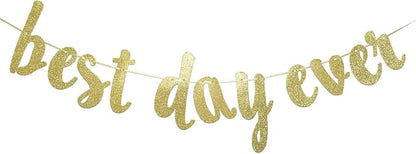 Qttier Best Day Ever Banner, Wedding Banner, | Gold Glitter Wedding Reception by Qttier